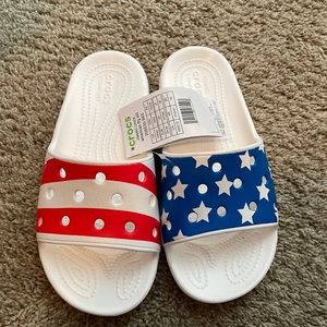 American Flag Croc Slides